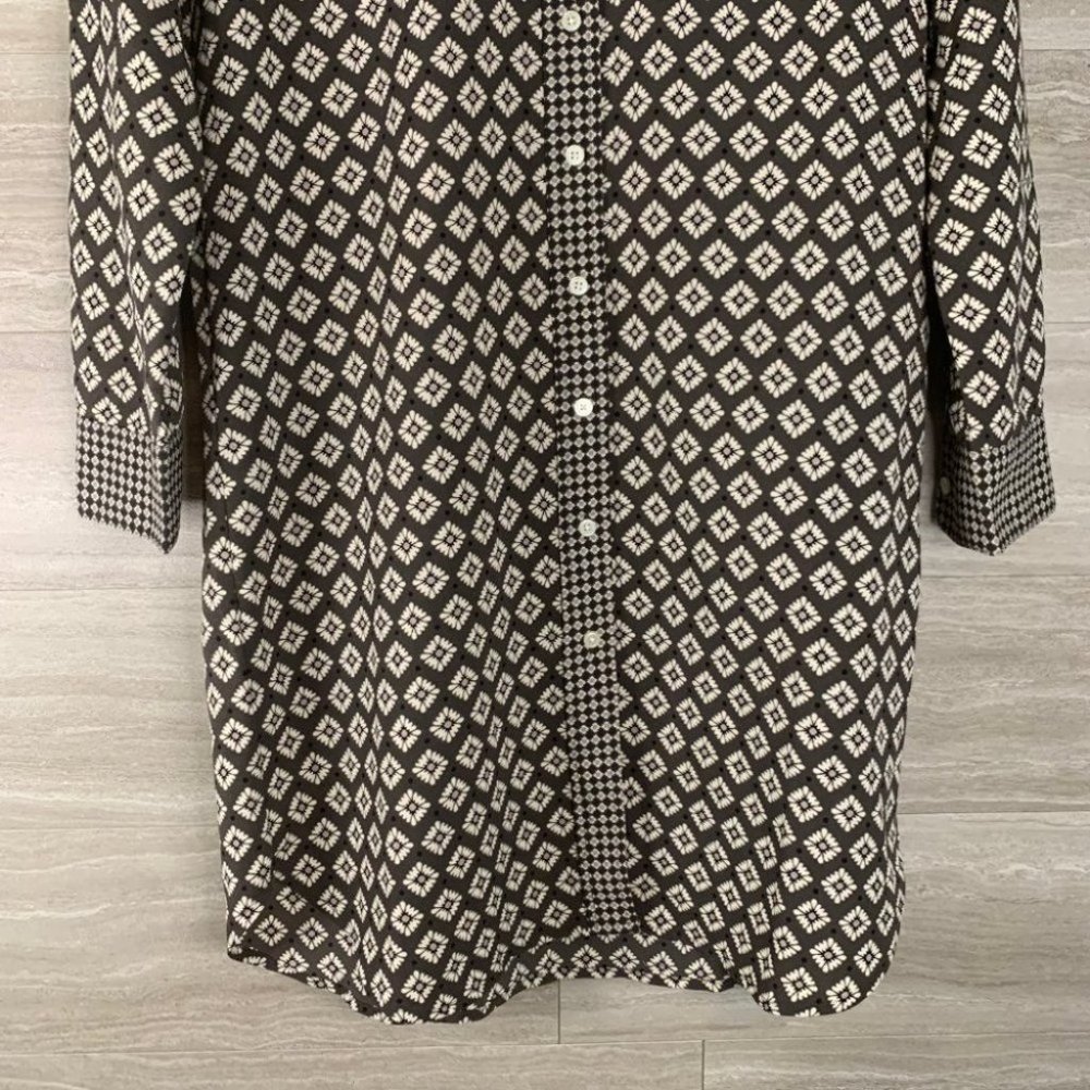 Women’s LOFT Geometric Patterned Button Down Tunic Dress - Picture 2 of 8